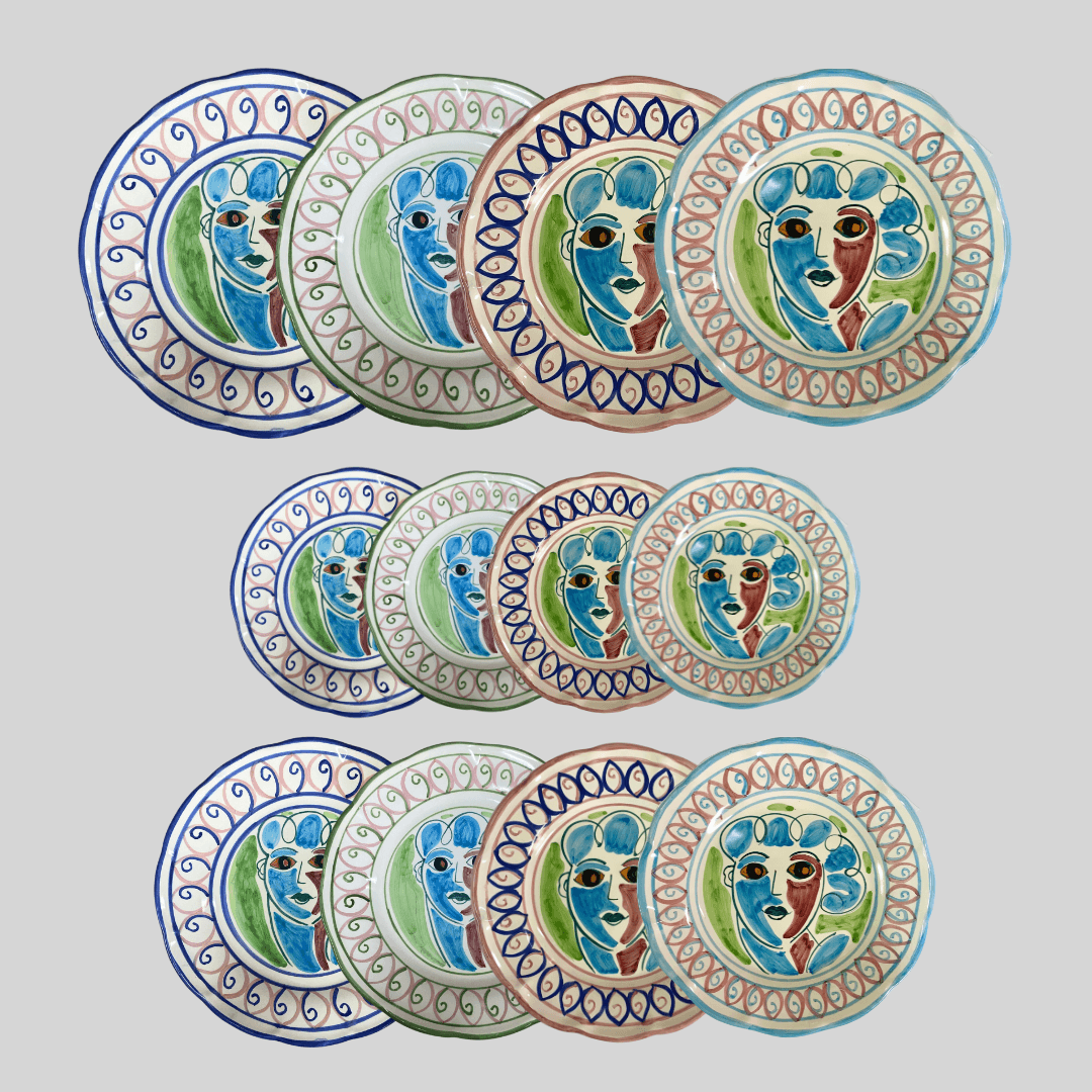 Roman Mix Plates Tableware Set - Set of 12 - THEHOUSEFUL