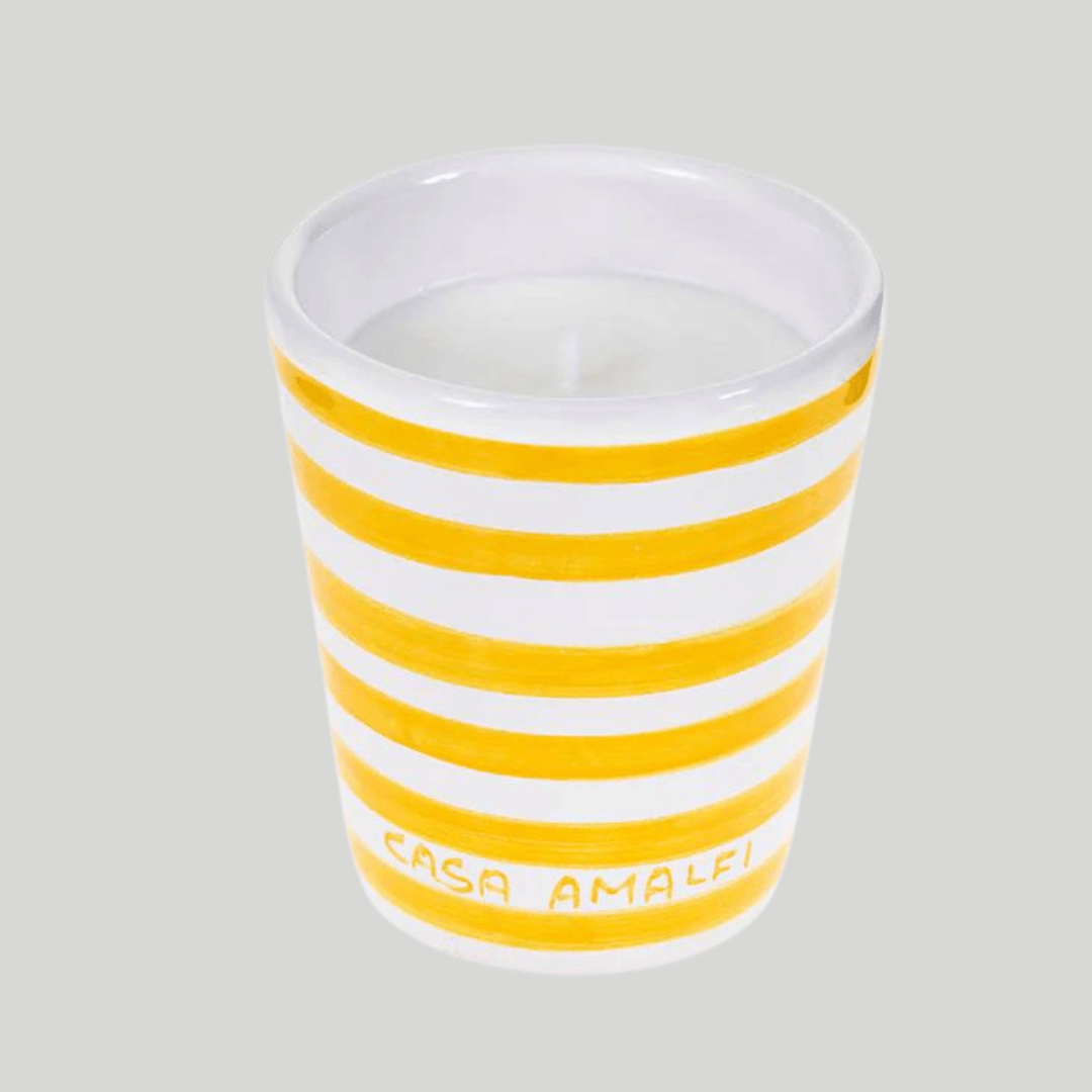 Buongiorno Positano Hand Painted Candle Yellow - THEHOUSEFUL