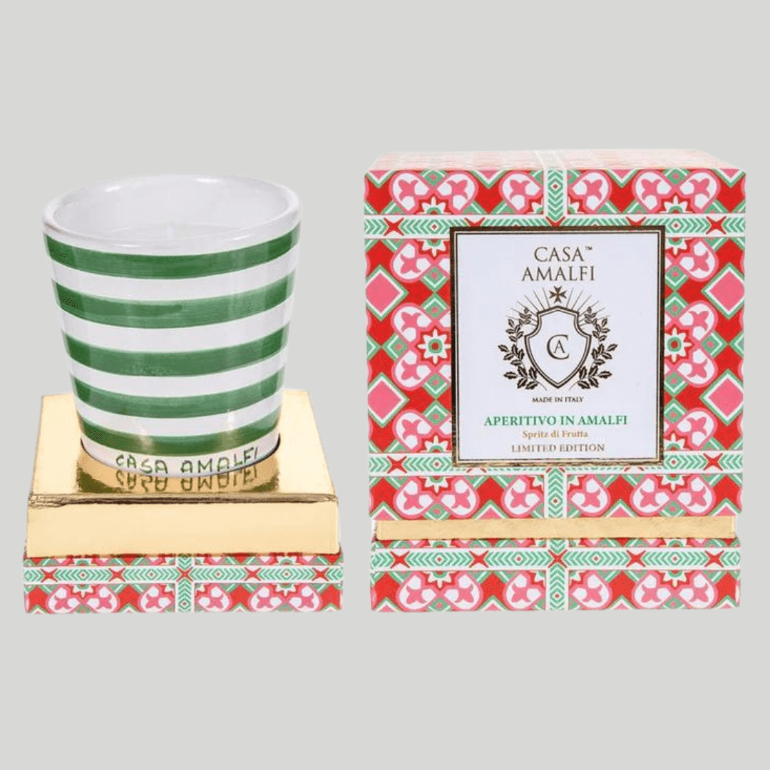 Aperitivo in Amalfi Hand Painted Candle Green - THEHOUSEFUL