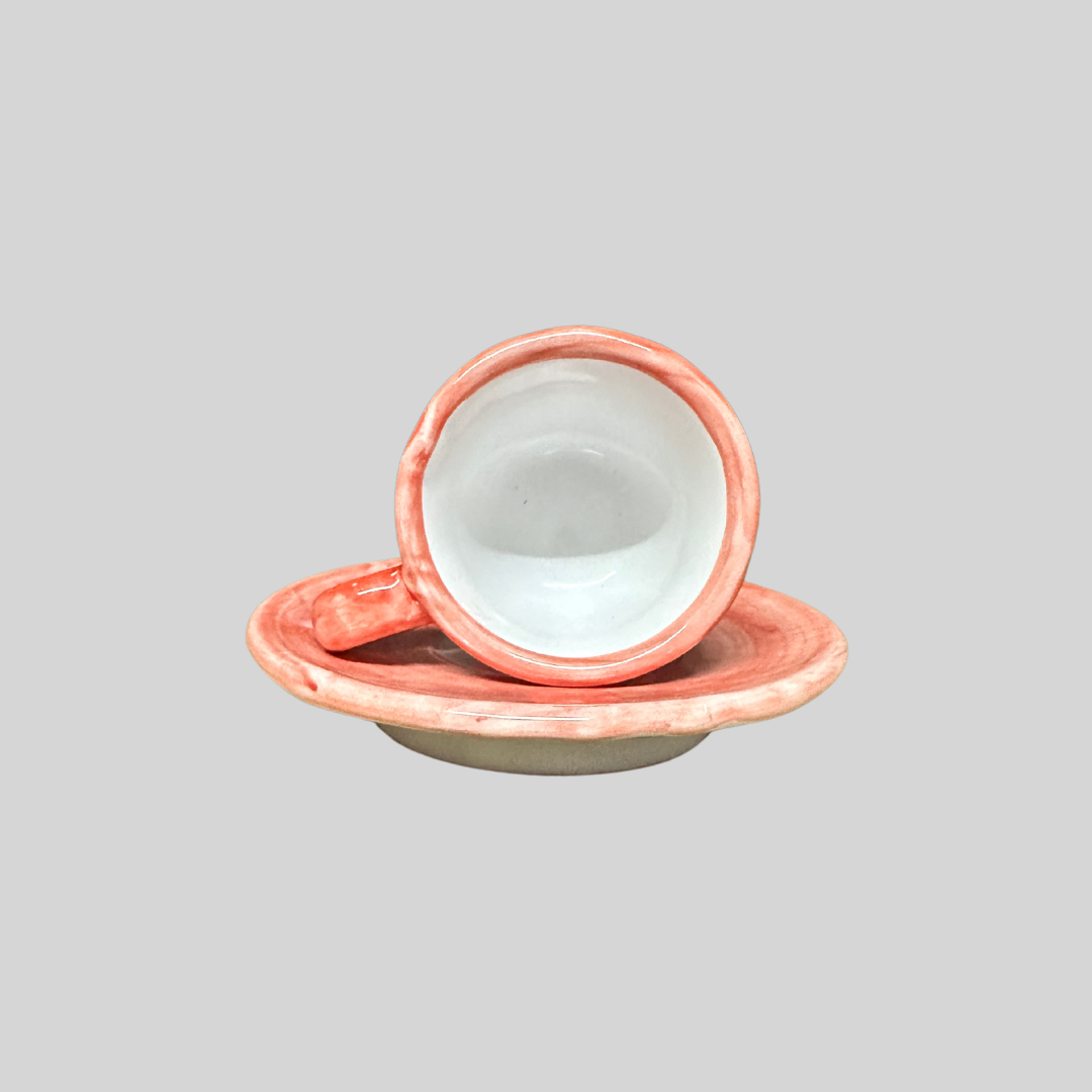 Amalfi Espresso Salmon Orange Coffee Cup & Saucer