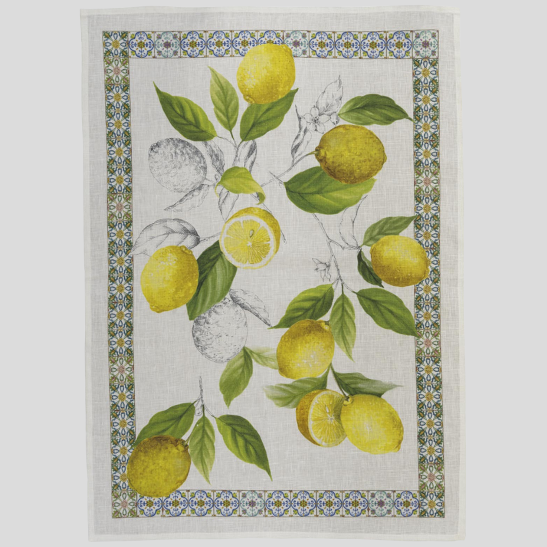 Sorrento Lemons Kitchen Towels - Set of 2 - 100% Linen