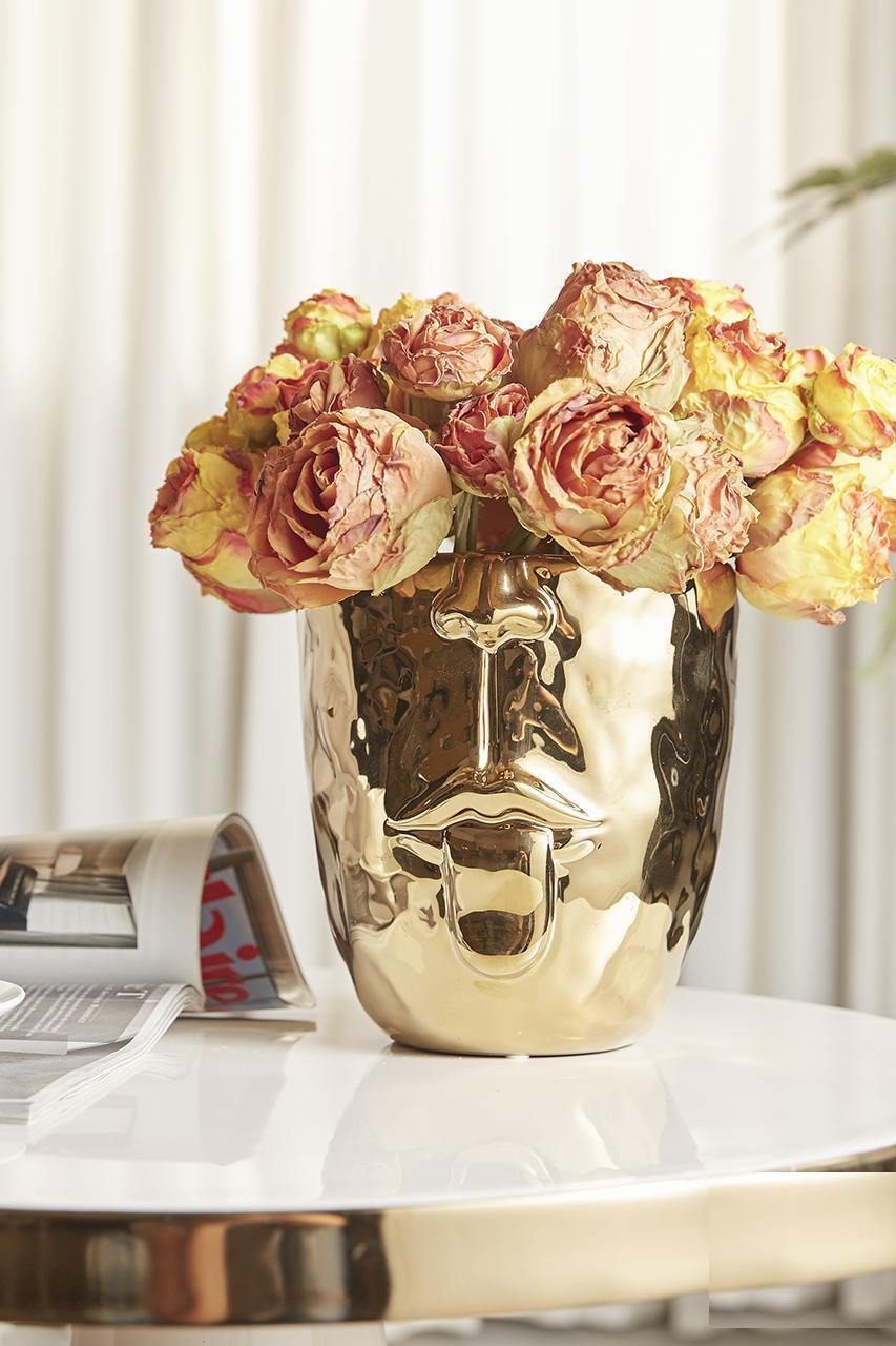 Gold Half Face Ceramic Vase - THEHOUSEFUL