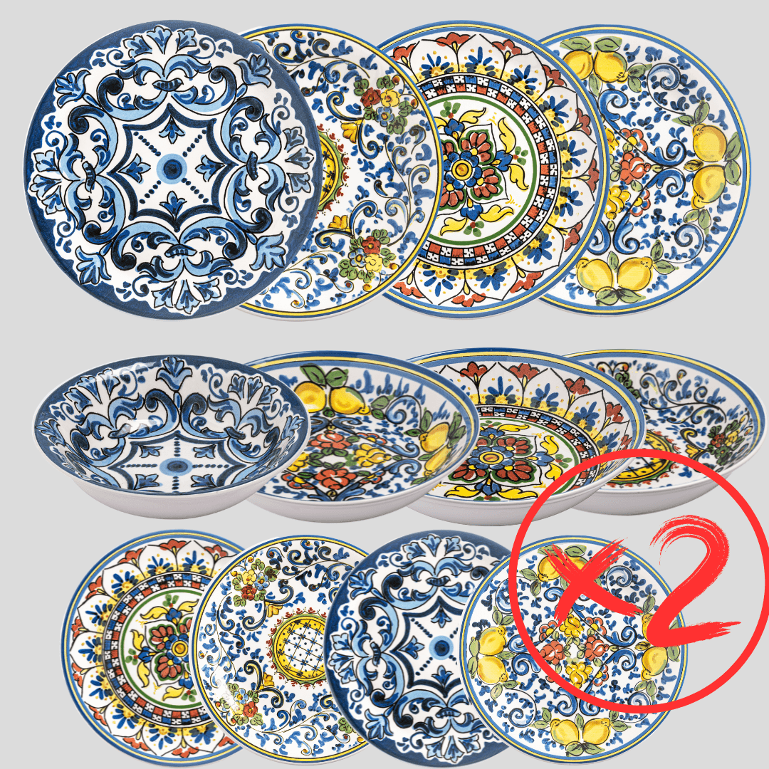 Capri Mix Plates Tableware Set - Set of 12 - THEHOUSEFUL