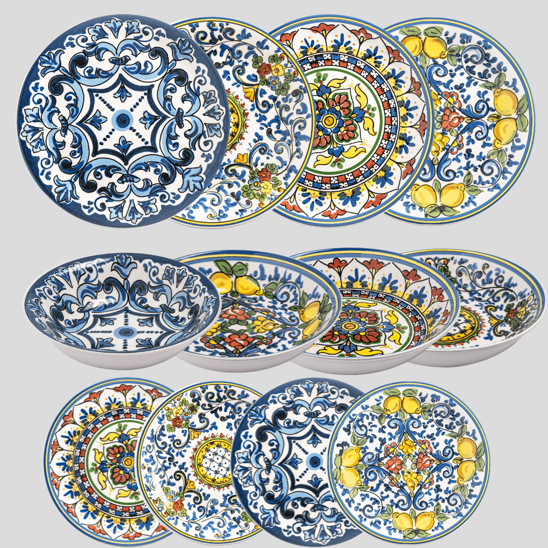 Capri Mix Plates Tableware Set - Set of 12 - THEHOUSEFUL