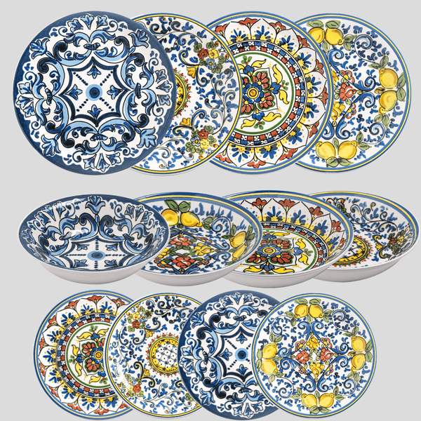 Capri Mix Plates Tableware Set - Set of 12
