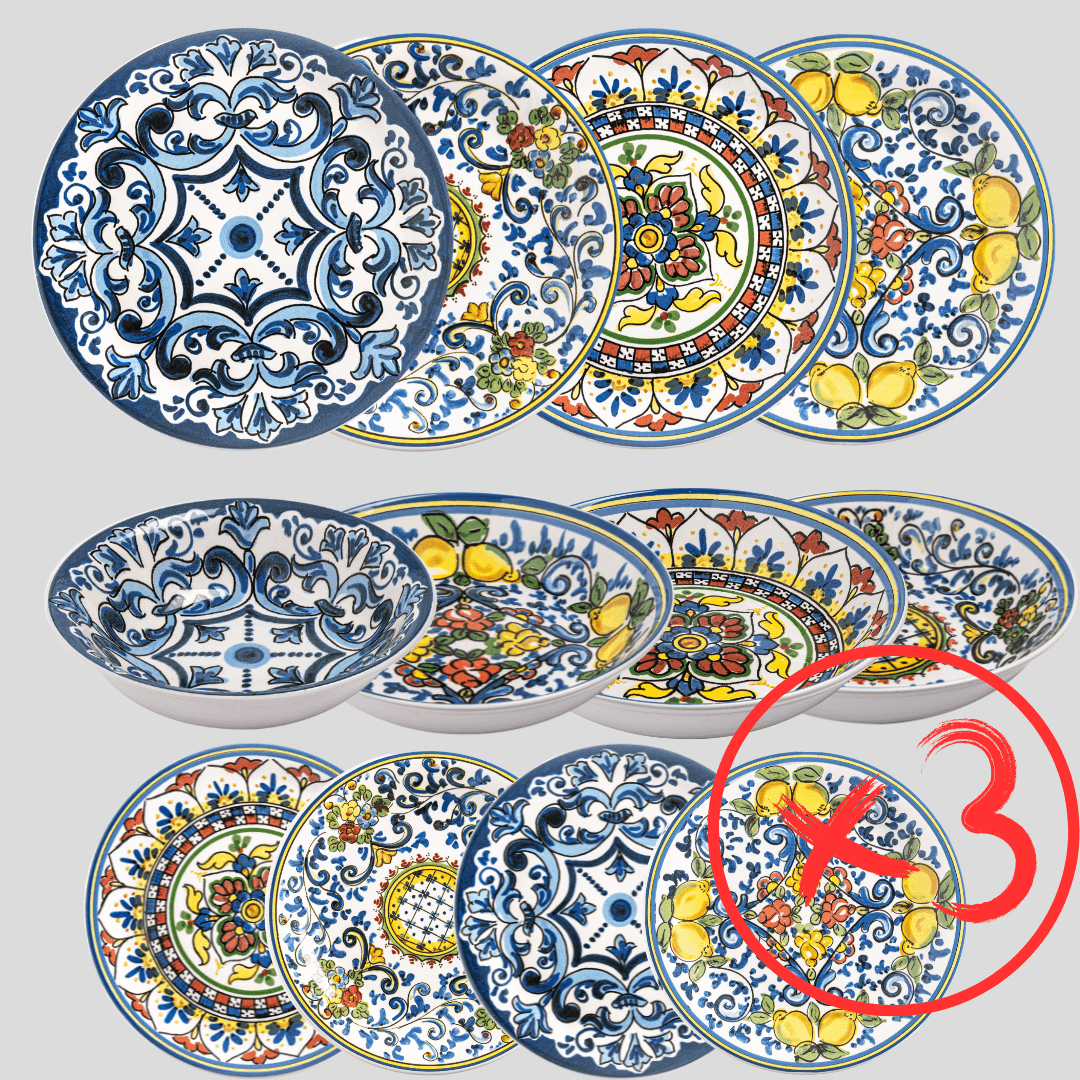 Capri Mix Plates Tableware Set - Set of 12 - THEHOUSEFUL