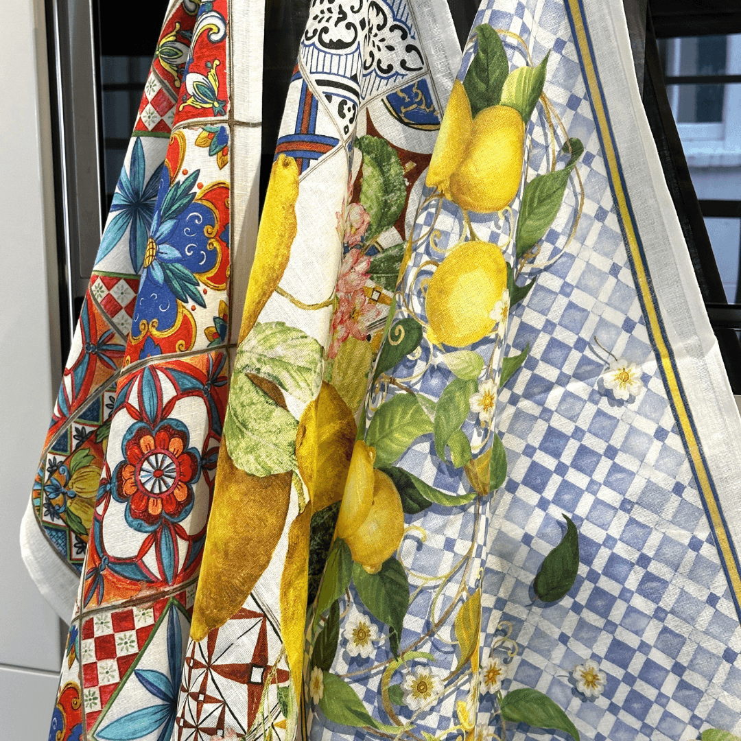 Italian Maiolica Kitchen Towels - 100% Linen