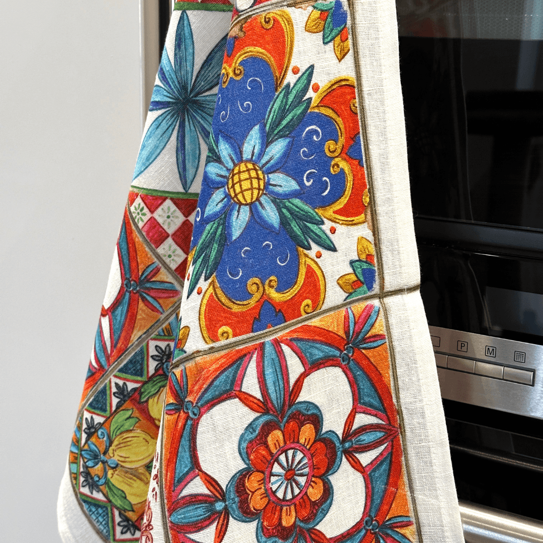 Italian Maiolica Kitchen Towels - 100% Linen