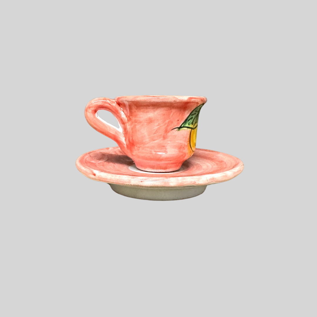 Amalfi Espresso Salmon Orange Coffee Cup & Saucer