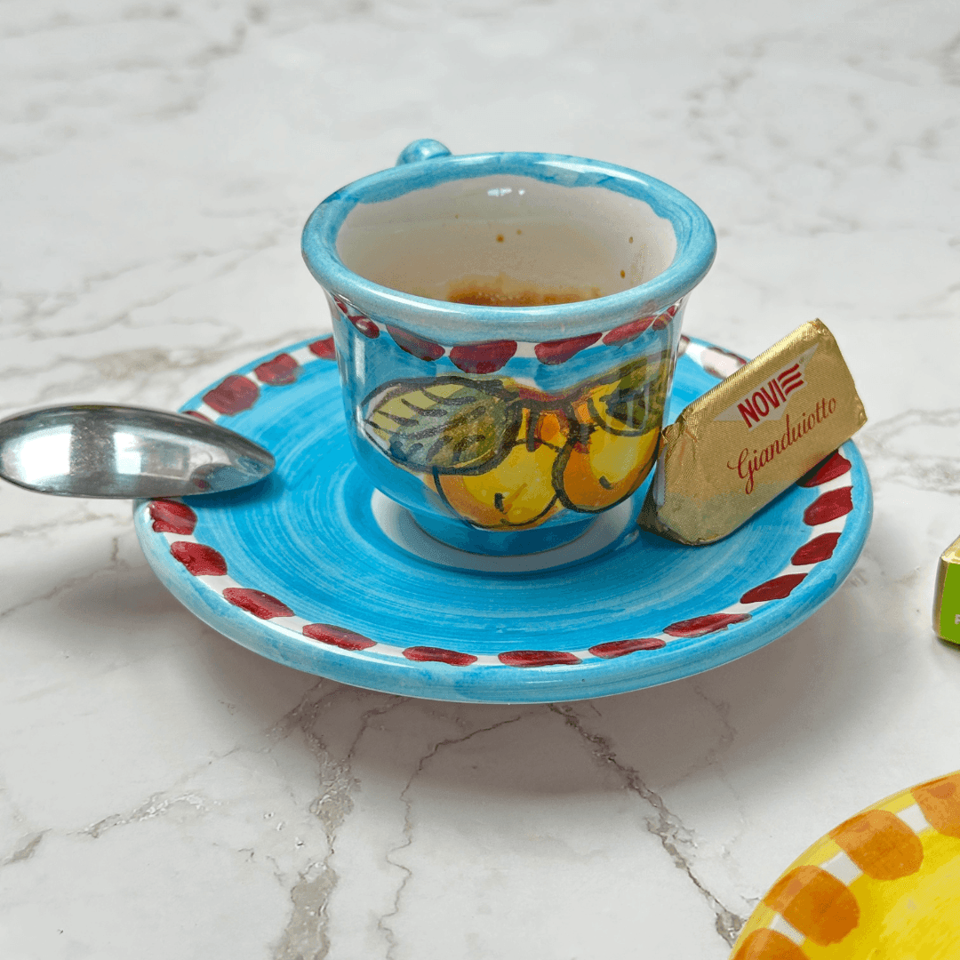 Amalfi Espresso Light Blue Celeste Coffee Cup & Saucer