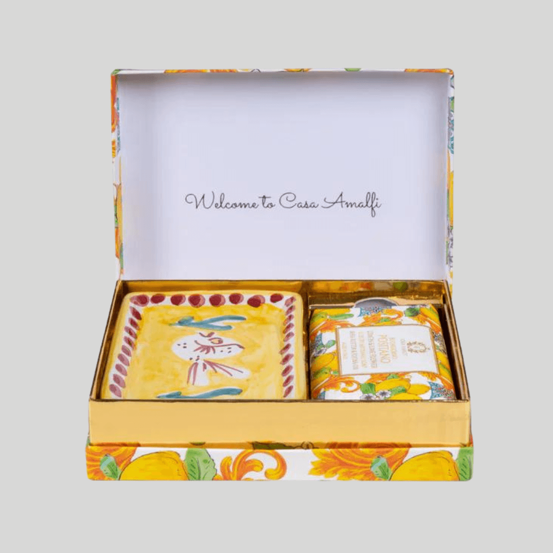 Positano Luxury Artisan Soap and Hand-Painted Plate Gift Box - THEHOUSEFUL