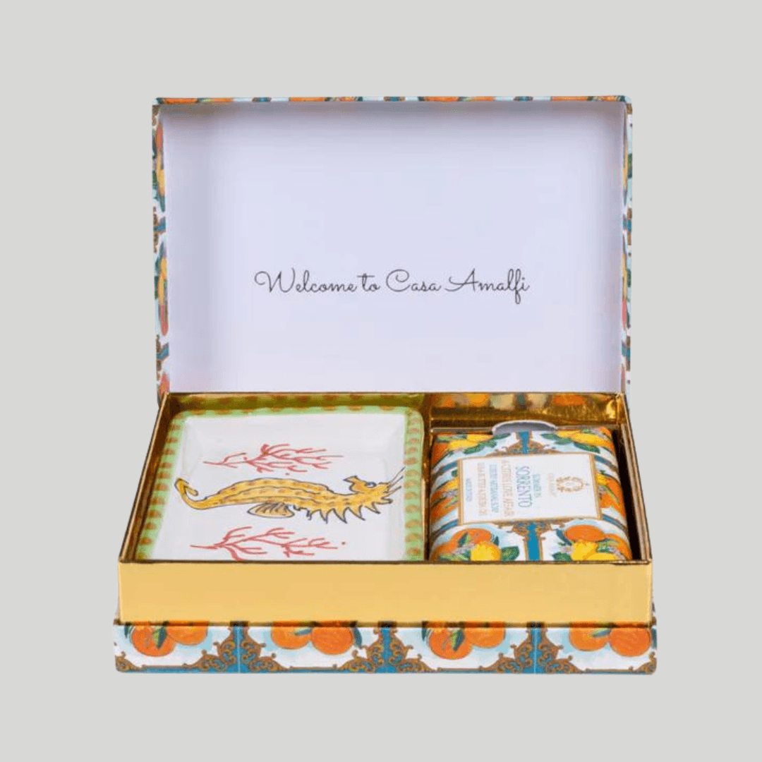 Sorrento Luxury Artisan Soap and Hand-Painted Plate Gift Box - THEHOUSEFUL