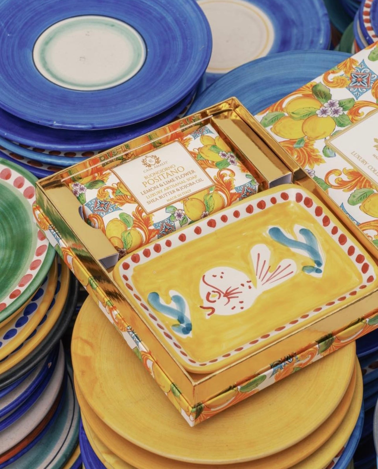 Positano Luxury Artisan Soap and Hand-Painted Plate Gift Box
