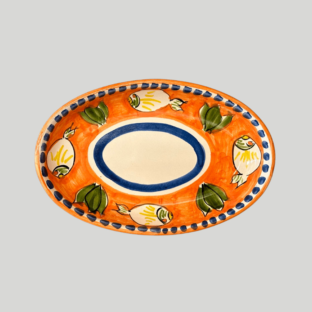 Amalfi Salmon Orange Oval Plate - THEHOUSEFUL