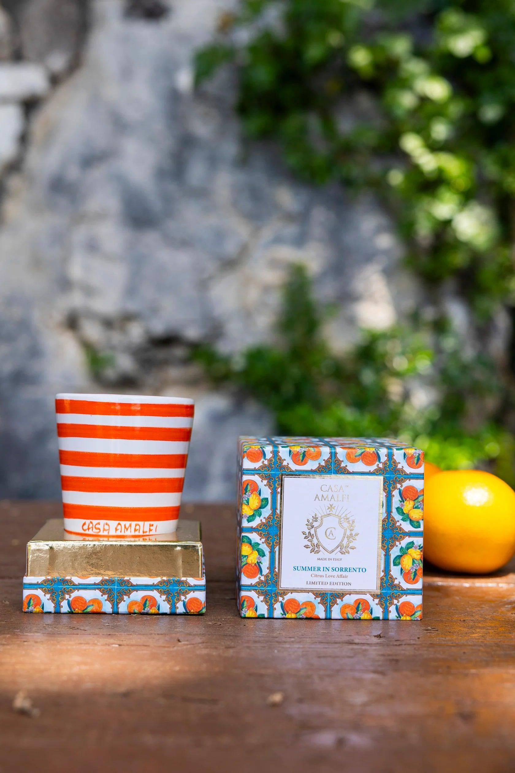 Summer in Sorrento Hand Painted Candle Orange - THEHOUSEFUL