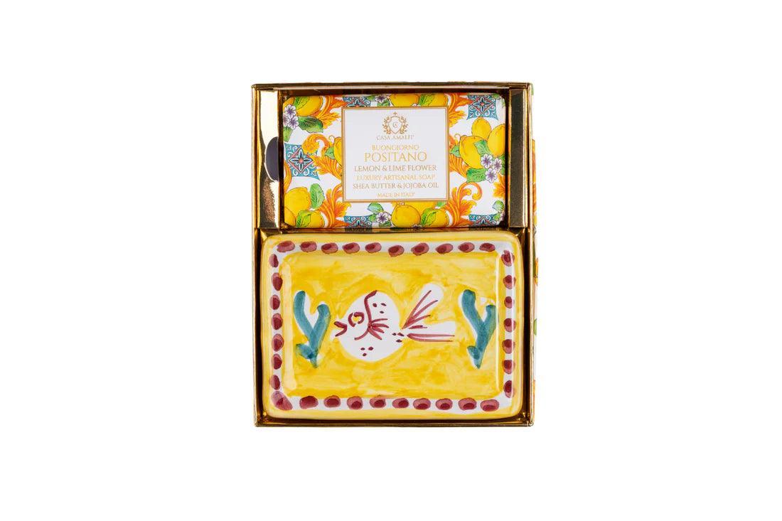 Positano Luxury Artisan Soap and Hand-Painted Plate Gift Box - THEHOUSEFUL