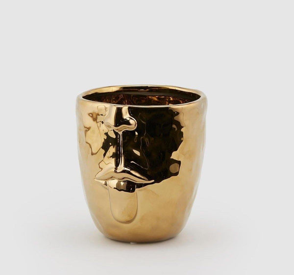 Gold Half Face Ceramic Vase - THEHOUSEFUL