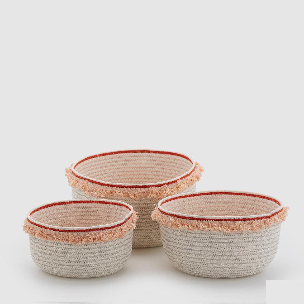 White Pink Soft Baskets (Set of 3) - thehouseful